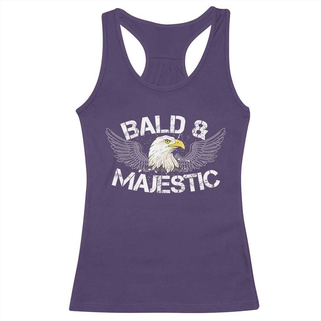 Funny Eagle Bald And Majestic Racerback Tank Top Eagle Grandpa Dad Joke TS11 Purple Print Your Wear