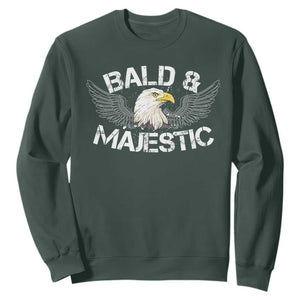 Funny Eagle Bald And Majestic Sweatshirt Eagle Grandpa Dad Joke TS11 Dark Forest Green Print Your Wear