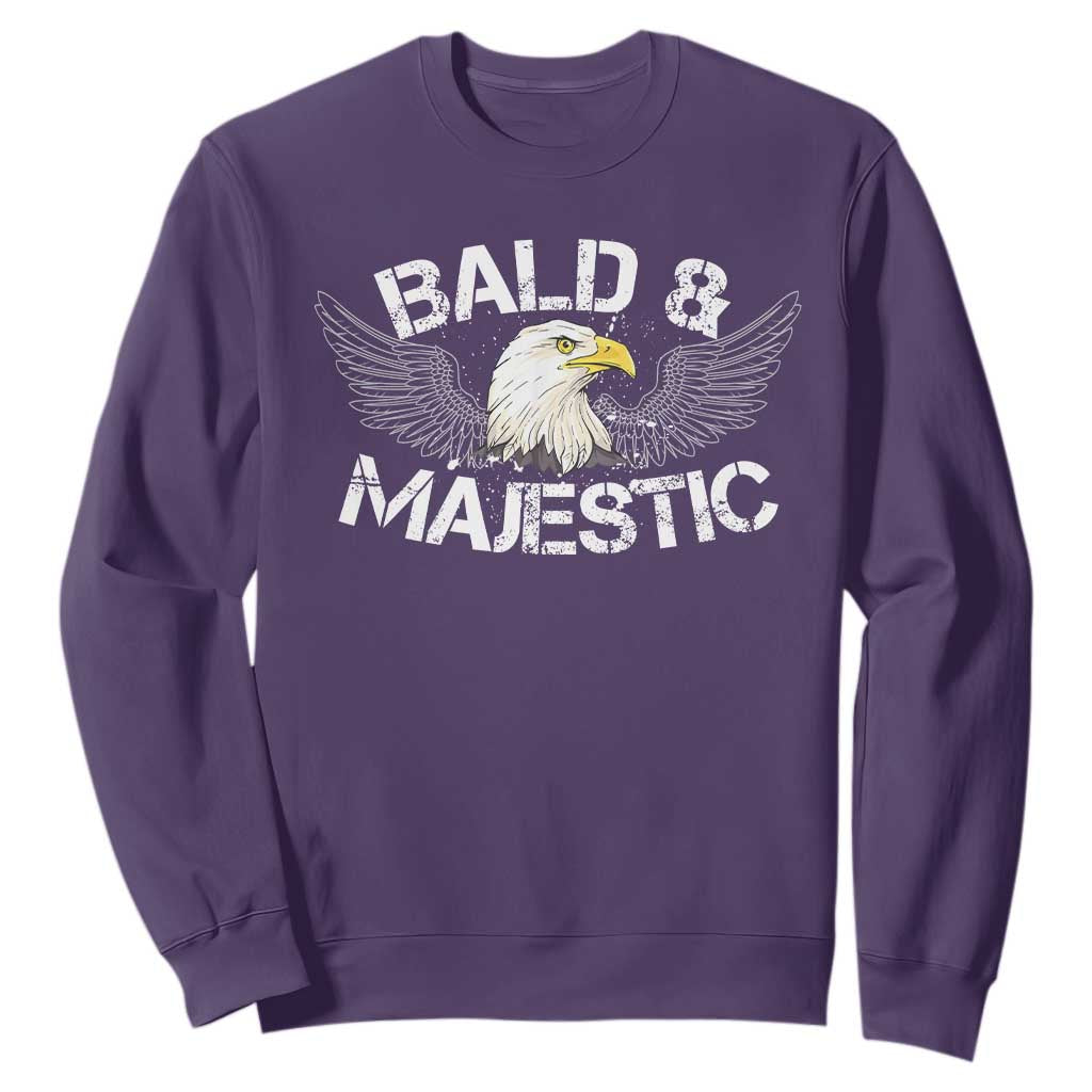 Funny Eagle Bald And Majestic Sweatshirt Eagle Grandpa Dad Joke TS11 Purple Print Your Wear