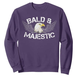 Funny Eagle Bald And Majestic Sweatshirt Eagle Grandpa Dad Joke TS11 Purple Print Your Wear