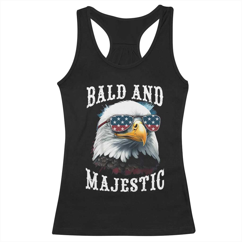 Funny Eagle Bald And Majestic Racerback Tank Top American Flag Sunglasses Eagle TS11 Black Print Your Wear