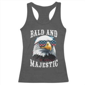 Funny Eagle Bald And Majestic Racerback Tank Top American Flag Sunglasses Eagle TS11 Dark Heather Print Your Wear