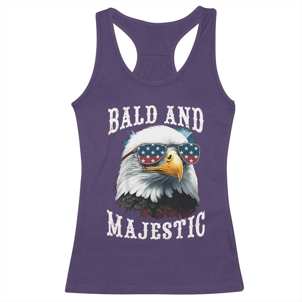 Funny Eagle Bald And Majestic Racerback Tank Top American Flag Sunglasses Eagle TS11 Purple Print Your Wear