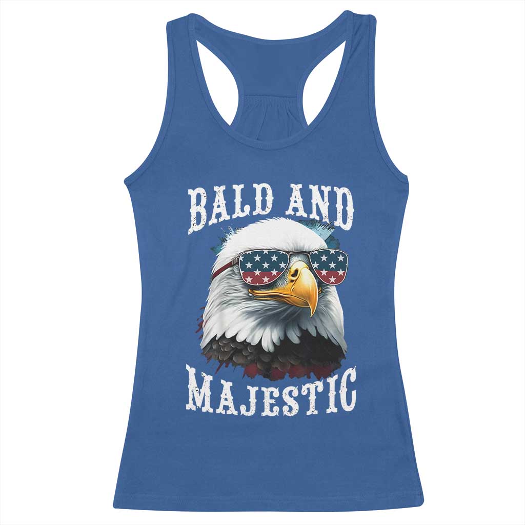 Funny Eagle Bald And Majestic Racerback Tank Top American Flag Sunglasses Eagle TS11 Royal Blue Print Your Wear