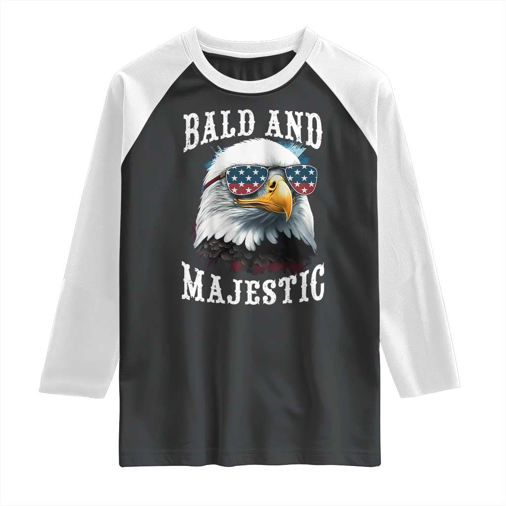Funny Eagle Bald And Majestic Raglan Shirt American Flag Sunglasses Eagle TS11 Black White Print Your Wear