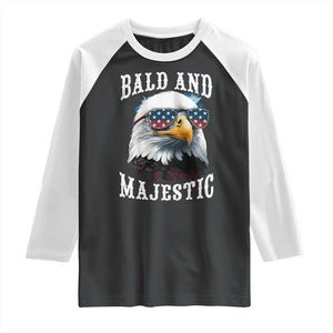 Funny Eagle Bald And Majestic Raglan Shirt American Flag Sunglasses Eagle TS11 Black White Print Your Wear