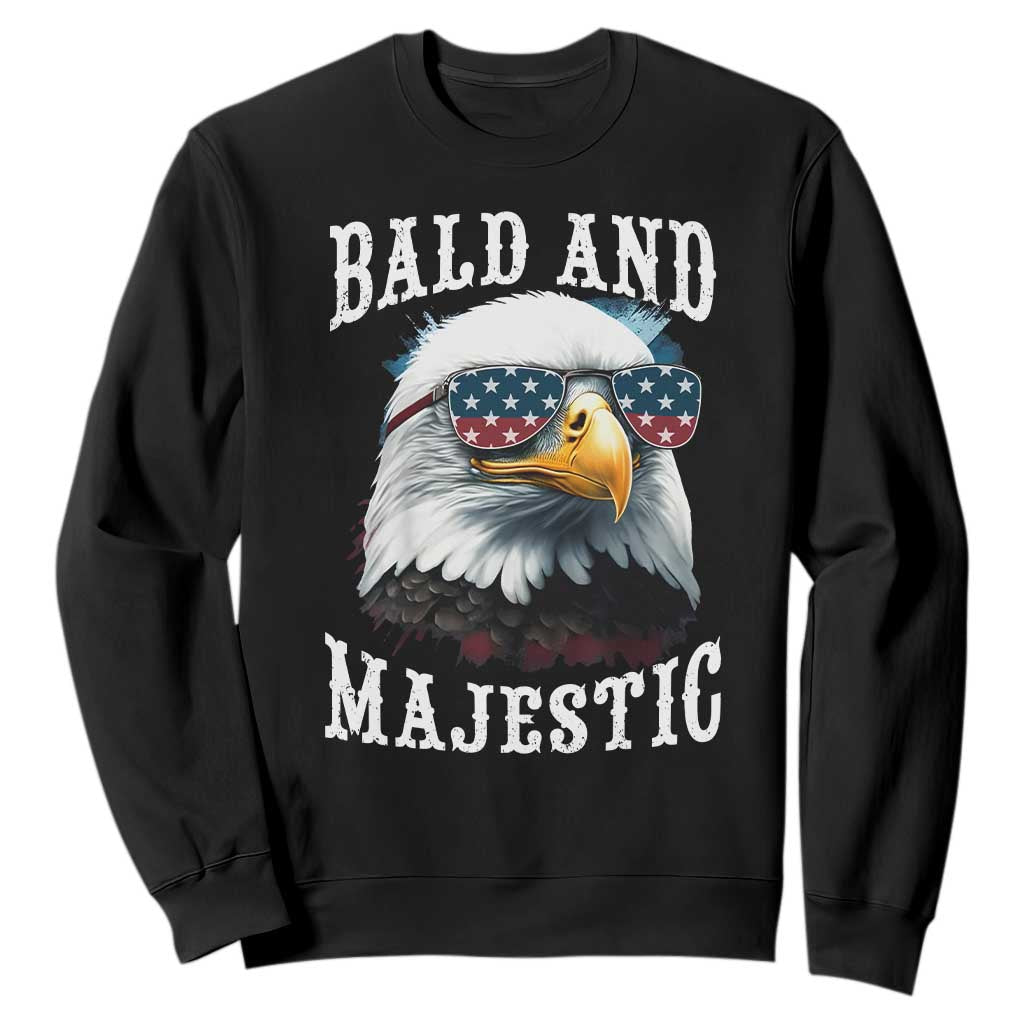 Funny Eagle Bald And Majestic Sweatshirt American Flag Sunglasses Eagle TS11 Black Print Your Wear
