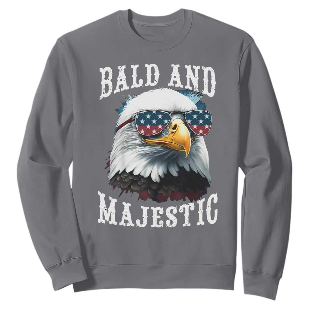 Funny Eagle Bald And Majestic Sweatshirt American Flag Sunglasses Eagle TS11 Charcoal Print Your Wear