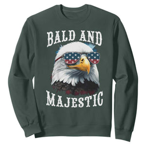Funny Eagle Bald And Majestic Sweatshirt American Flag Sunglasses Eagle TS11 Dark Forest Green Print Your Wear