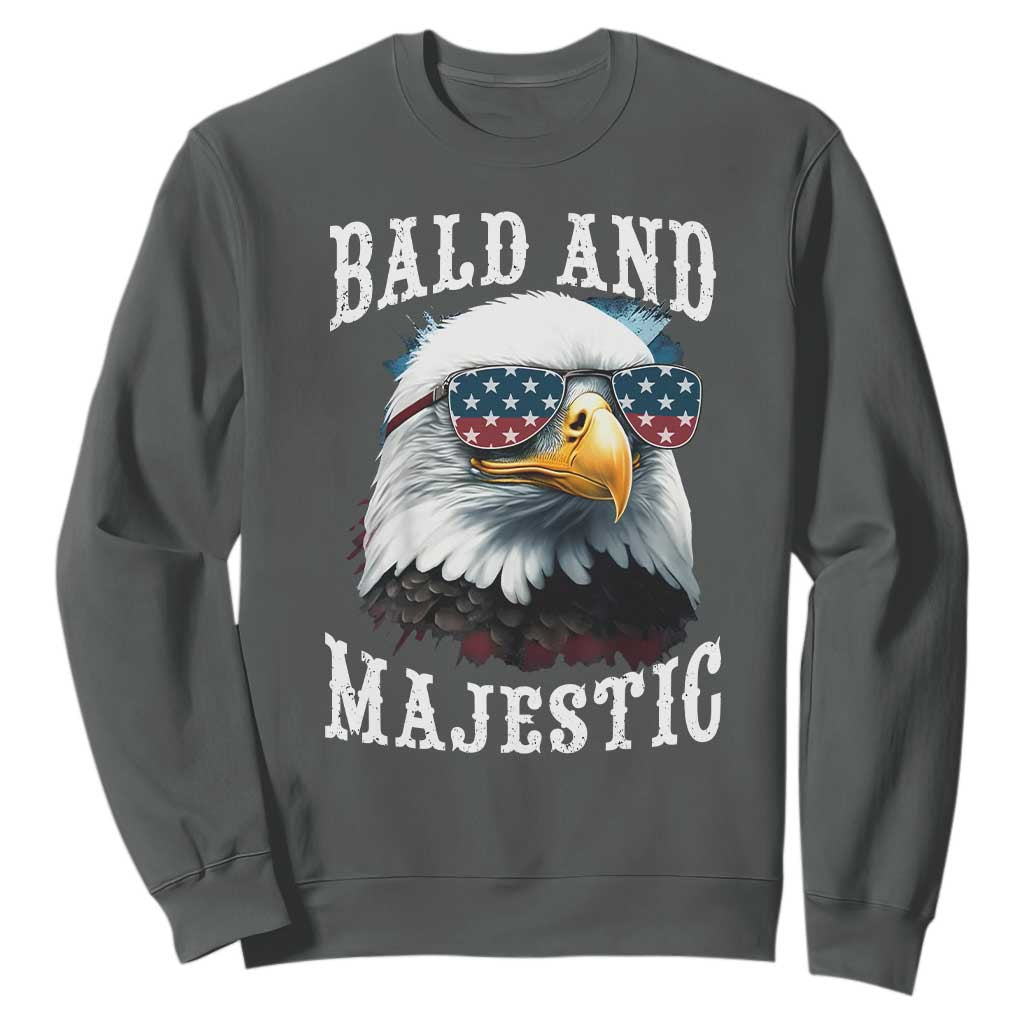 Funny Eagle Bald And Majestic Sweatshirt American Flag Sunglasses Eagle TS11 Dark Heather Print Your Wear