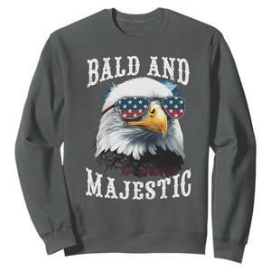 Funny Eagle Bald And Majestic Sweatshirt American Flag Sunglasses Eagle TS11 Dark Heather Print Your Wear