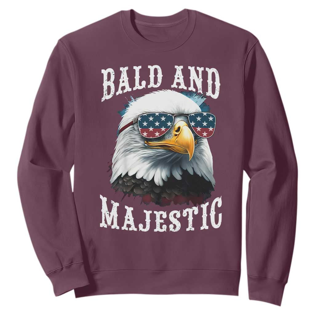 Funny Eagle Bald And Majestic Sweatshirt American Flag Sunglasses Eagle TS11 Maroon Print Your Wear