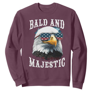 Funny Eagle Bald And Majestic Sweatshirt American Flag Sunglasses Eagle TS11 Maroon Print Your Wear
