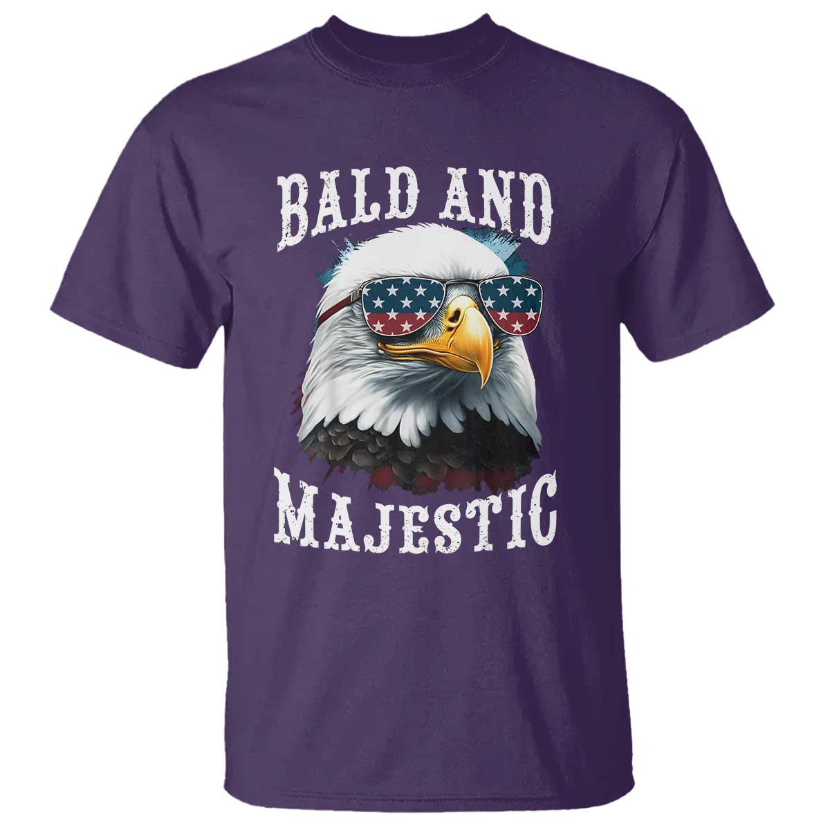 Funny Eagle Bald And Majestic T Shirt American Flag Sunglasses Eagle TS11 Purple Print Your Wear