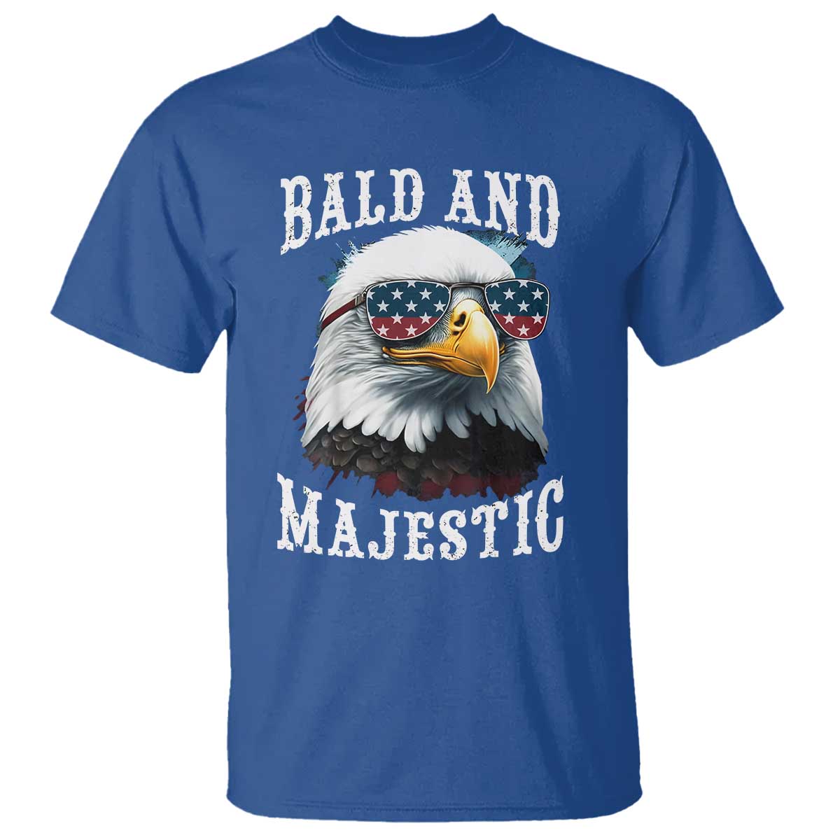 Funny Eagle Bald And Majestic T Shirt American Flag Sunglasses Eagle TS11 Royal Blue Print Your Wear