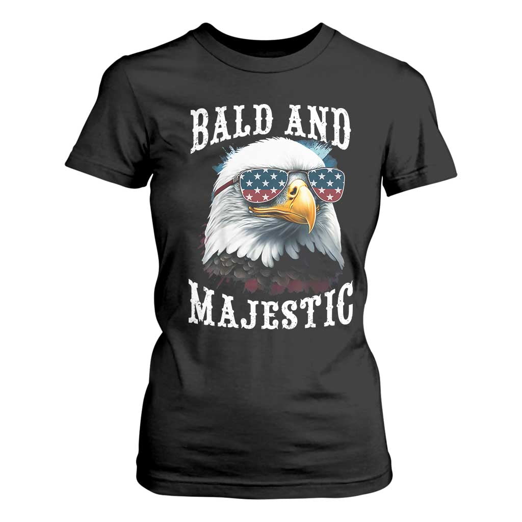 Funny Eagle Bald And Majestic T Shirt For Women American Flag Sunglasses Eagle TS11 Black Print Your Wear