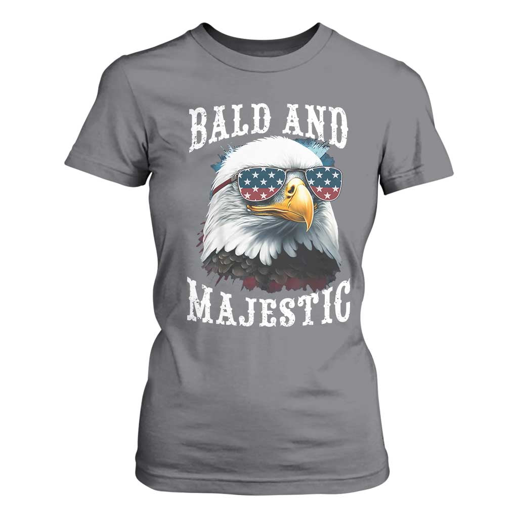 Funny Eagle Bald And Majestic T Shirt For Women American Flag Sunglasses Eagle TS11 Charcoal Print Your Wear
