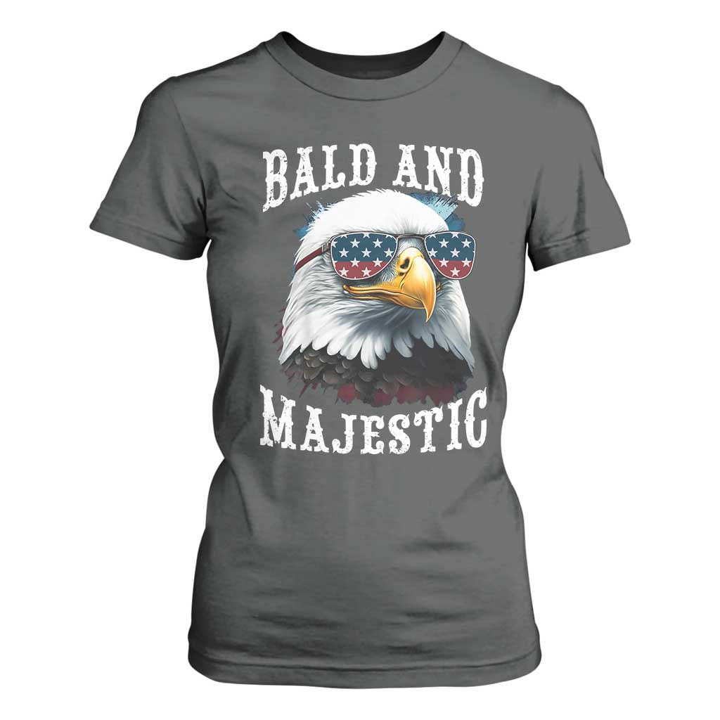 Funny Eagle Bald And Majestic T Shirt For Women American Flag Sunglasses Eagle TS11 Dark Heather Print Your Wear