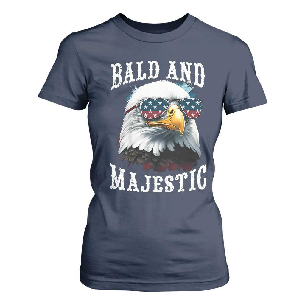 Funny Eagle Bald And Majestic T Shirt For Women American Flag Sunglasses Eagle TS11 Navy Print Your Wear