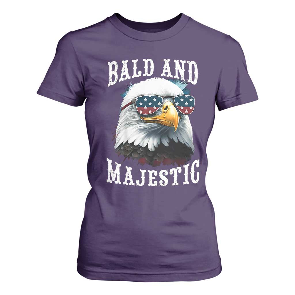 Funny Eagle Bald And Majestic T Shirt For Women American Flag Sunglasses Eagle TS11 Purple Print Your Wear
