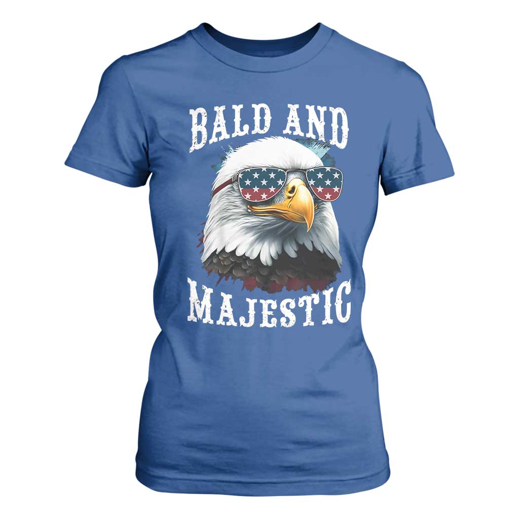 Funny Eagle Bald And Majestic T Shirt For Women American Flag Sunglasses Eagle TS11 Royal Blue Print Your Wear