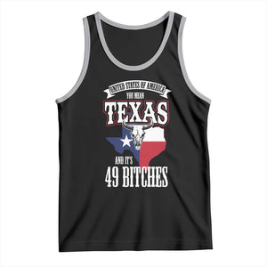 Funny American Texan Tank Top You Mean Texas And It's 49 Bitches TX Flag TS11 Black Athletic Heather Print Your Wear