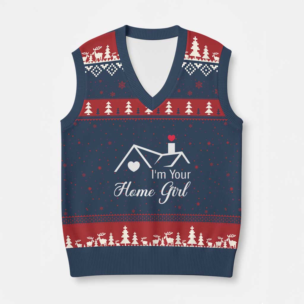Funny Realtor V-Neck Knit Sweater Vest I Am Your Home Girl Real Estate Agent TS11 Navy Red Print Your Wear