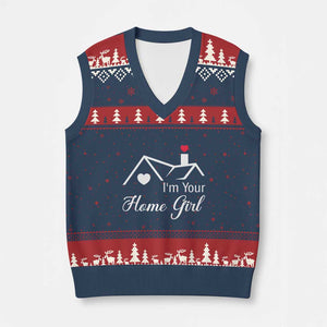Funny Realtor V-Neck Knit Sweater Vest I Am Your Home Girl Real Estate Agent TS11 Navy Red Print Your Wear