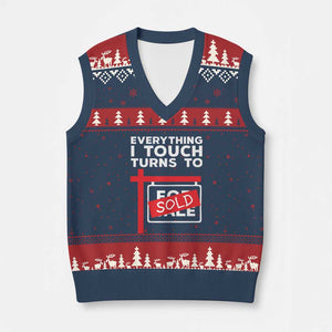 Funny Real Estate V-Neck Knit Sweater Vest Everything I Touch Turns To Sold TS11 Navy Red Print Your Wear