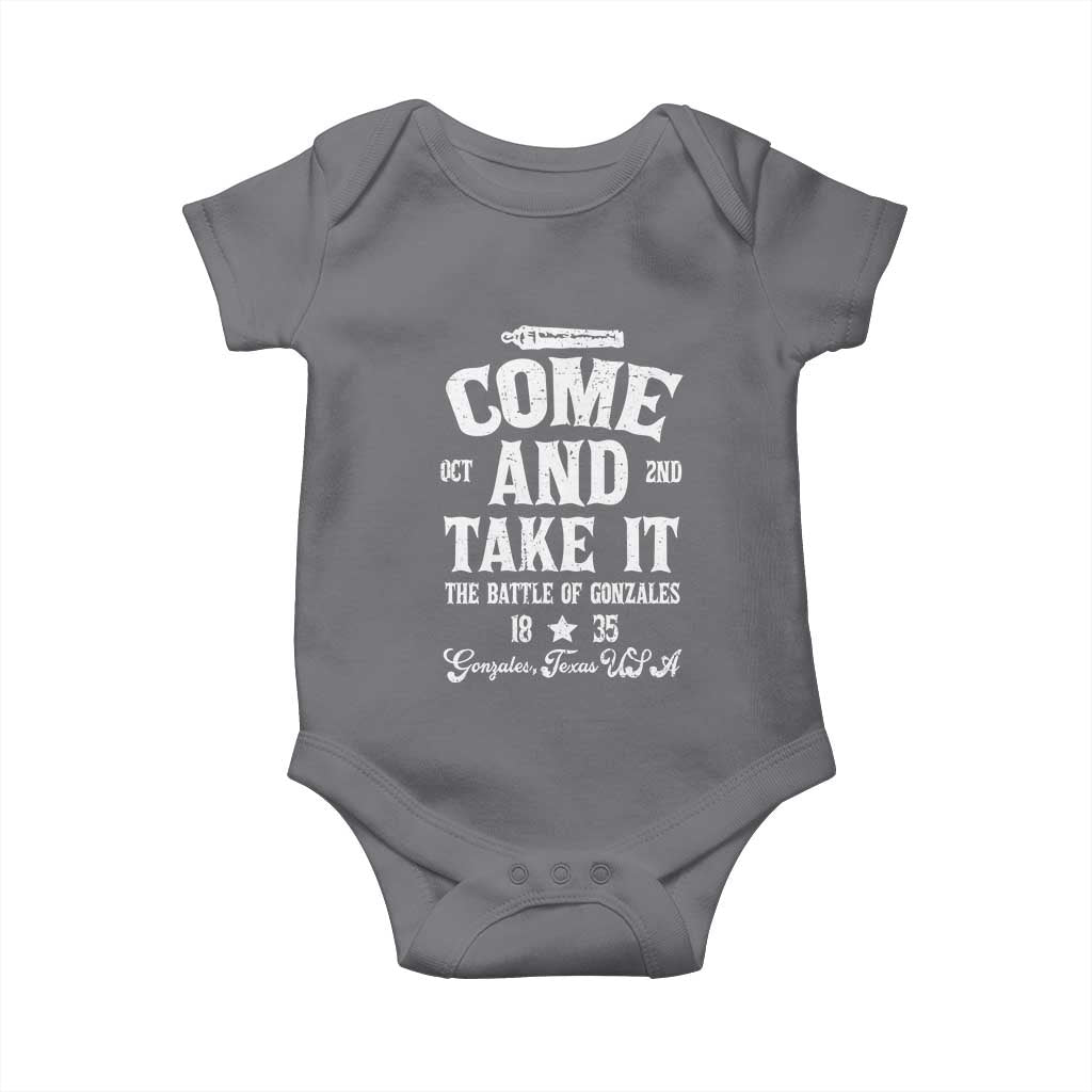 History Of Texas Baby Onesie Come And Take It The Battle Of Gonzales TS11 Charcoal Print Your Wear
