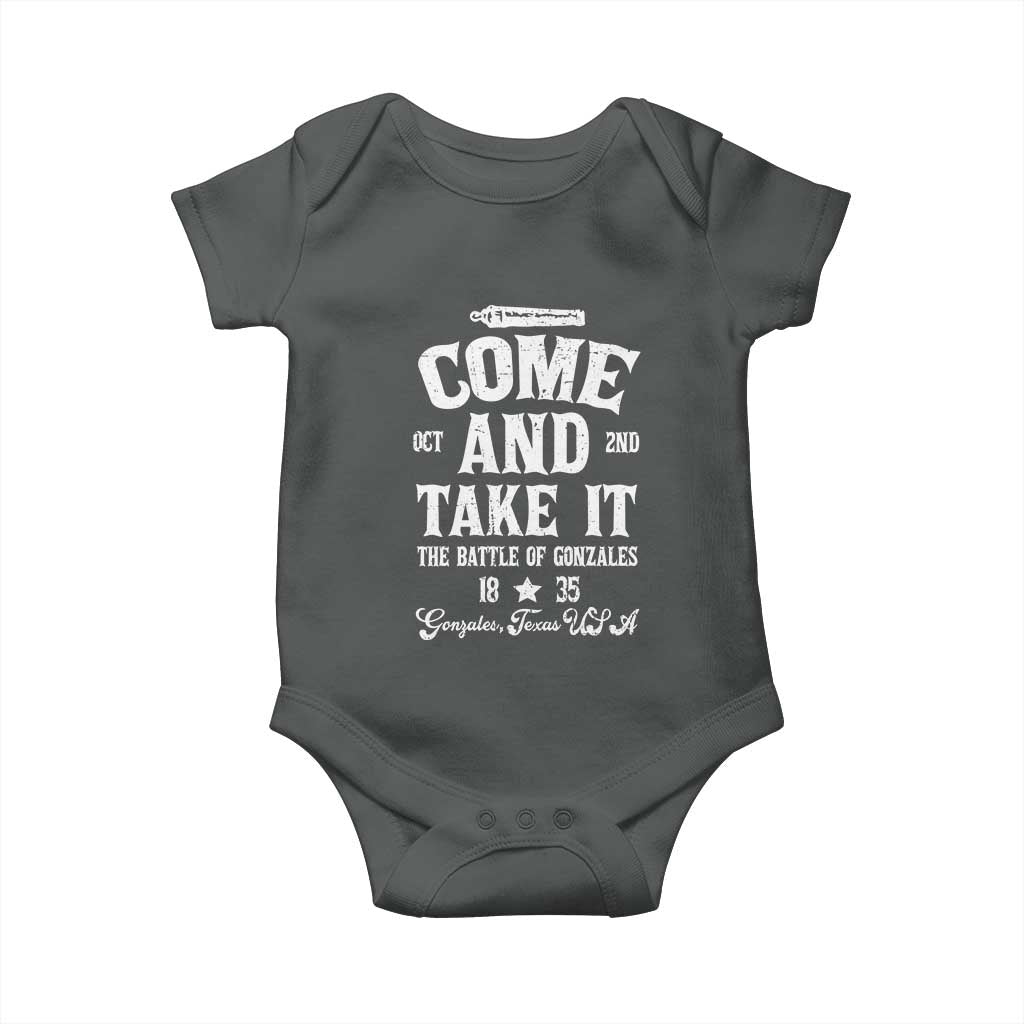 History Of Texas Baby Onesie Come And Take It The Battle Of Gonzales TS11 Dark Heather Print Your Wear