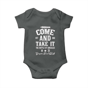 History Of Texas Baby Onesie Come And Take It The Battle Of Gonzales TS11 Dark Heather Print Your Wear