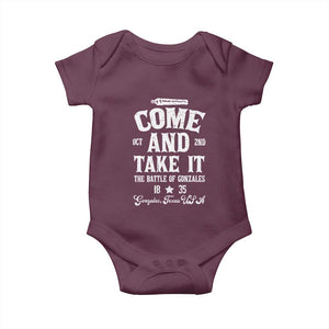 History Of Texas Baby Onesie Come And Take It The Battle Of Gonzales TS11 Maroon Print Your Wear