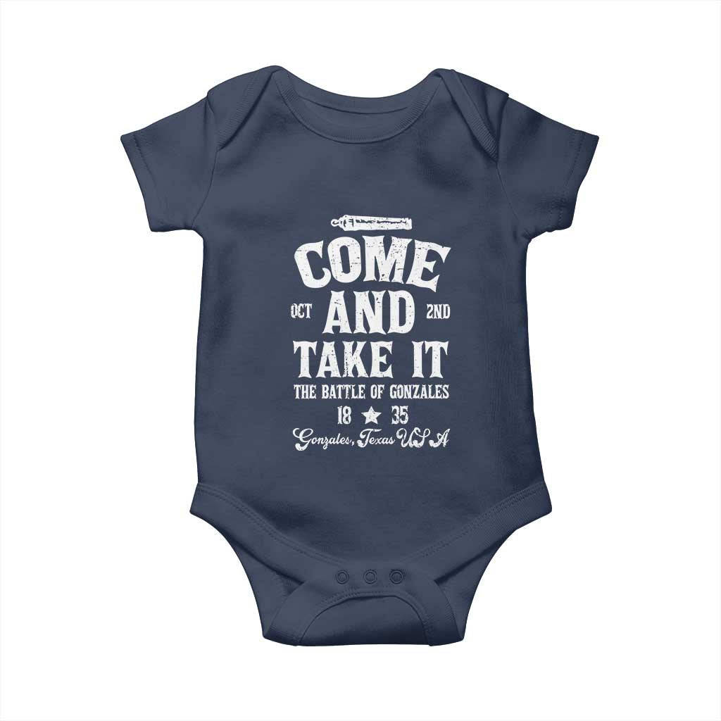 History Of Texas Baby Onesie Come And Take It The Battle Of Gonzales TS11 Navy Print Your Wear