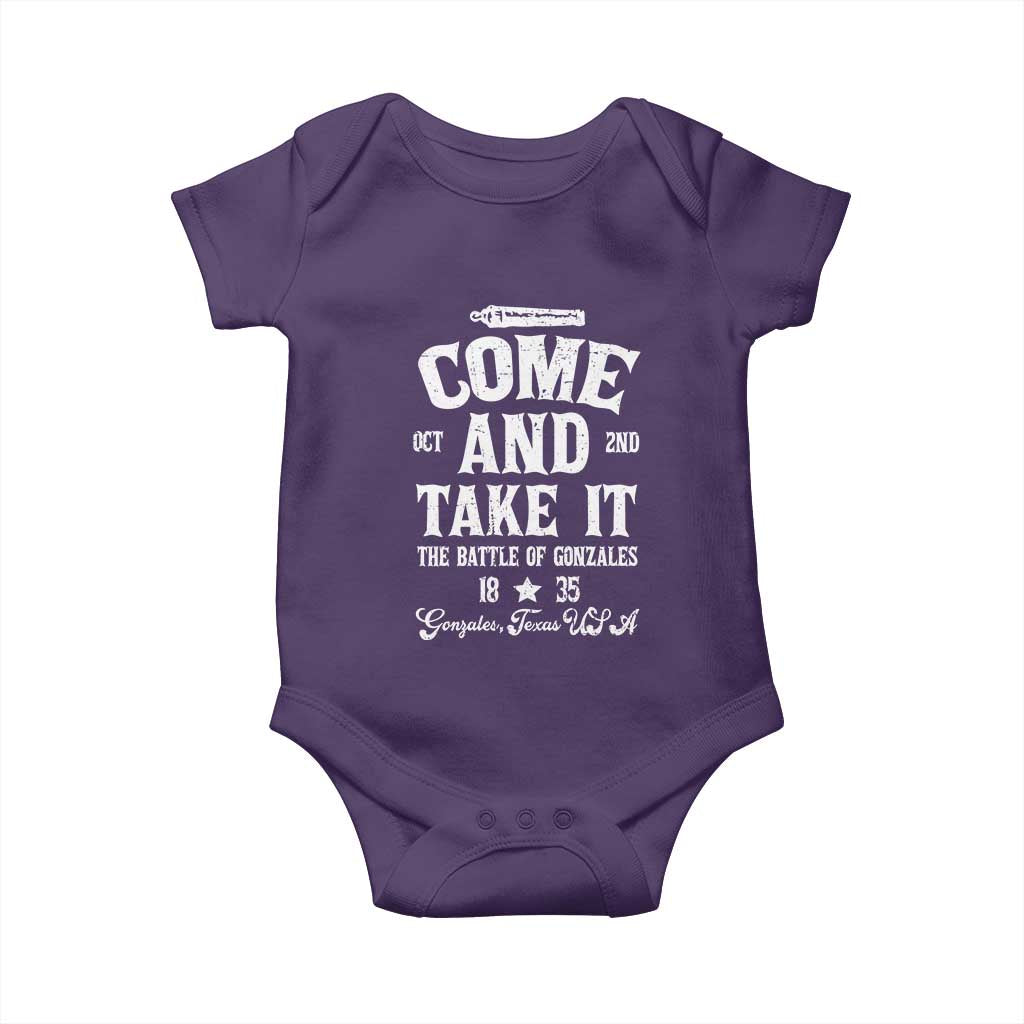 History Of Texas Baby Onesie Come And Take It The Battle Of Gonzales TS11 Purple Print Your Wear