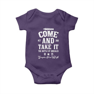History Of Texas Baby Onesie Come And Take It The Battle Of Gonzales TS11 Purple Print Your Wear