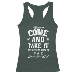 History Of Texas Racerback Tank Top Come And Take It The Battle Of Gonzales TS11 Dark Forest Green Print Your Wear