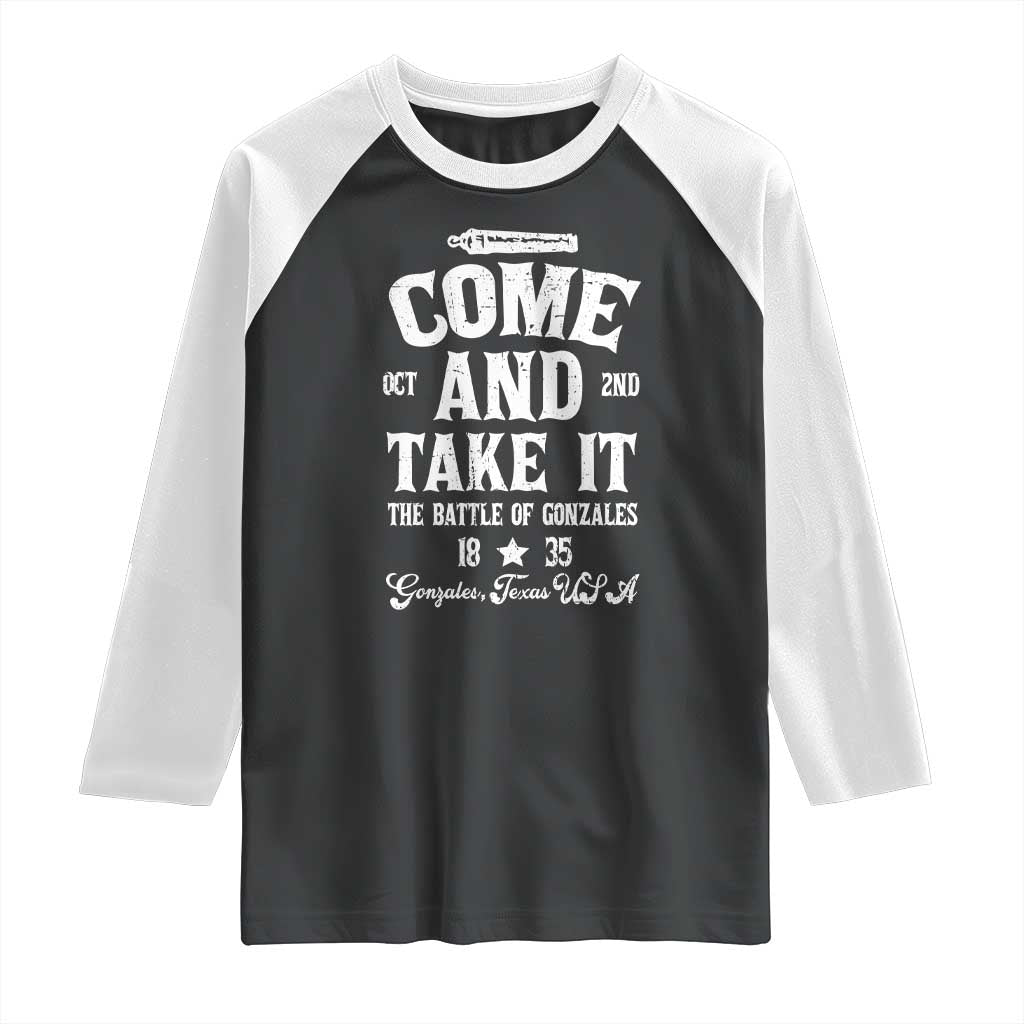 History Of Texas Raglan Shirt Come And Take It The Battle Of Gonzales TS11 Black White Print Your Wear