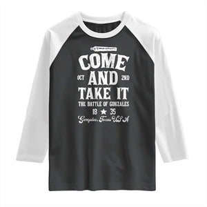 History Of Texas Raglan Shirt Come And Take It The Battle Of Gonzales TS11 Black White Print Your Wear
