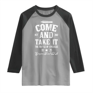 History Of Texas Raglan Shirt Come And Take It The Battle Of Gonzales TS11 Sport Gray Black Print Your Wear