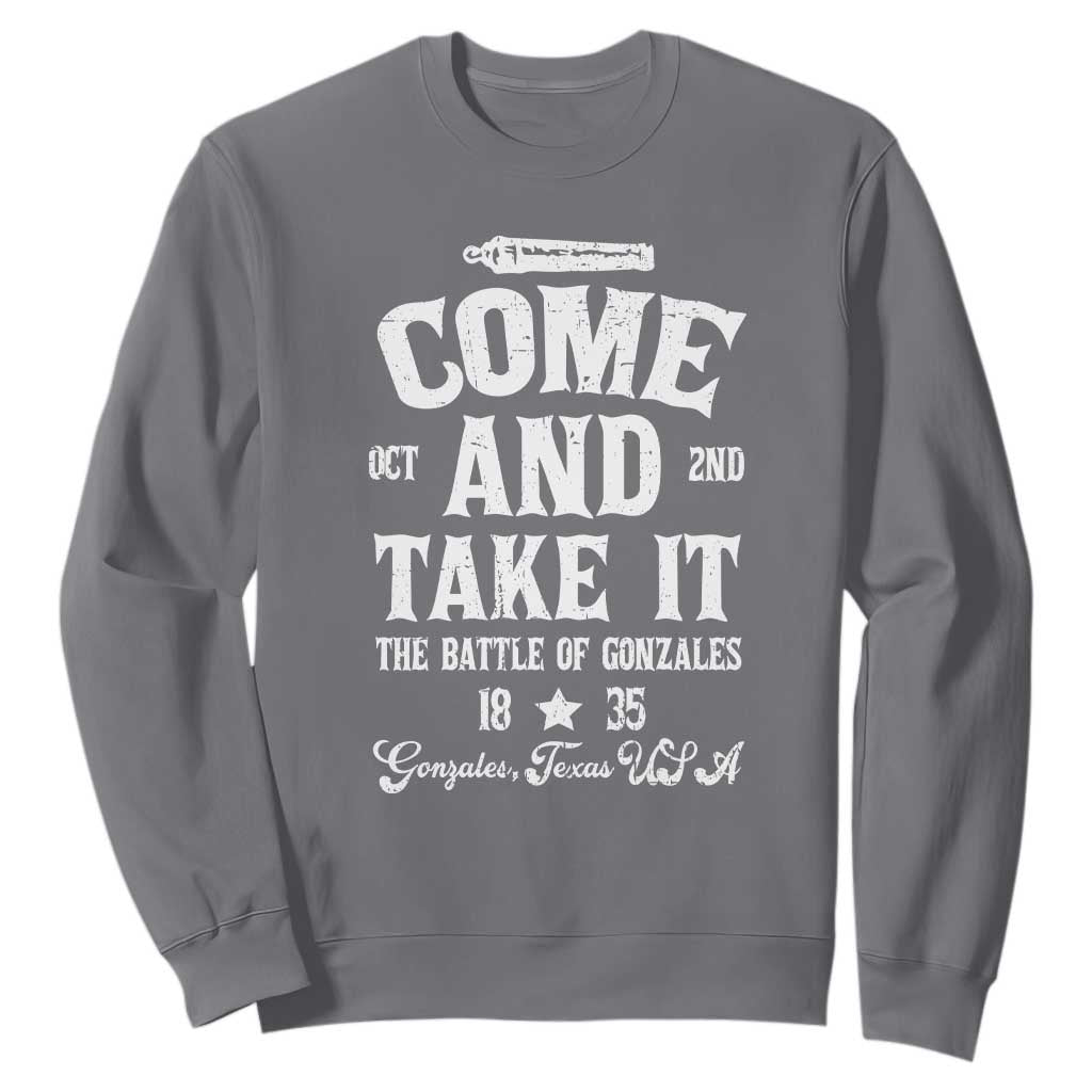 History Of Texas Sweatshirt Come And Take It The Battle Of Gonzales TS11 Charcoal Print Your Wear