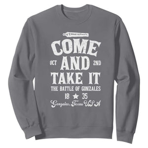 History Of Texas Sweatshirt Come And Take It The Battle Of Gonzales TS11 Charcoal Print Your Wear
