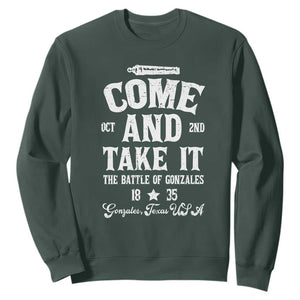 History Of Texas Sweatshirt Come And Take It The Battle Of Gonzales TS11 Dark Forest Green Print Your Wear