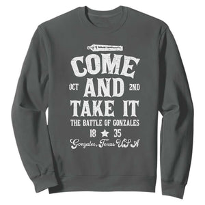 History Of Texas Sweatshirt Come And Take It The Battle Of Gonzales TS11 Dark Heather Print Your Wear
