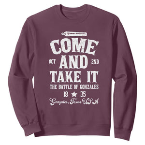 History Of Texas Sweatshirt Come And Take It The Battle Of Gonzales TS11 Maroon Print Your Wear