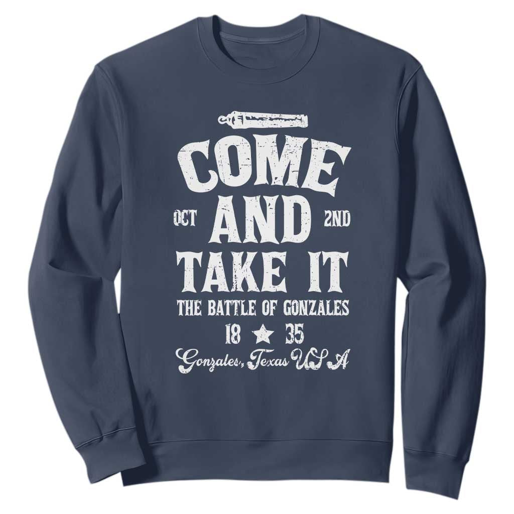 History Of Texas Sweatshirt Come And Take It The Battle Of Gonzales TS11 Navy Print Your Wear