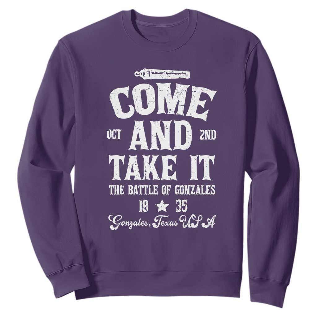 History Of Texas Sweatshirt Come And Take It The Battle Of Gonzales TS11 Purple Print Your Wear