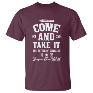 History Of Texas T Shirt Come And Take It The Battle Of Gonzales TS11 Maroon Print Your Wear