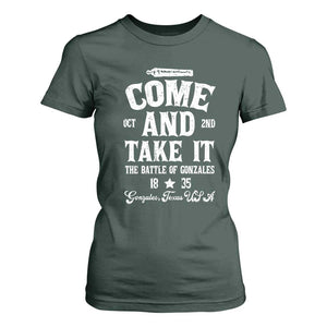 History Of Texas T Shirt For Women Come And Take It The Battle Of Gonzales TS11 Dark Forest Green Print Your Wear