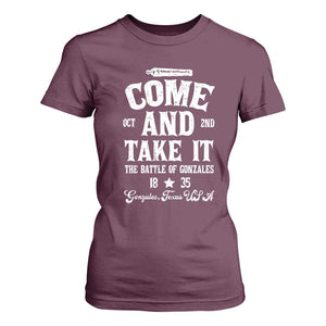 History Of Texas T Shirt For Women Come And Take It The Battle Of Gonzales TS11 Maroon Print Your Wear